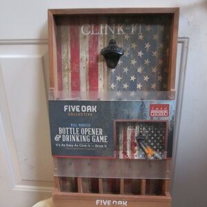 new Five Oak Collective  WALL MOUNTED Bottle Opener & Drinking Game